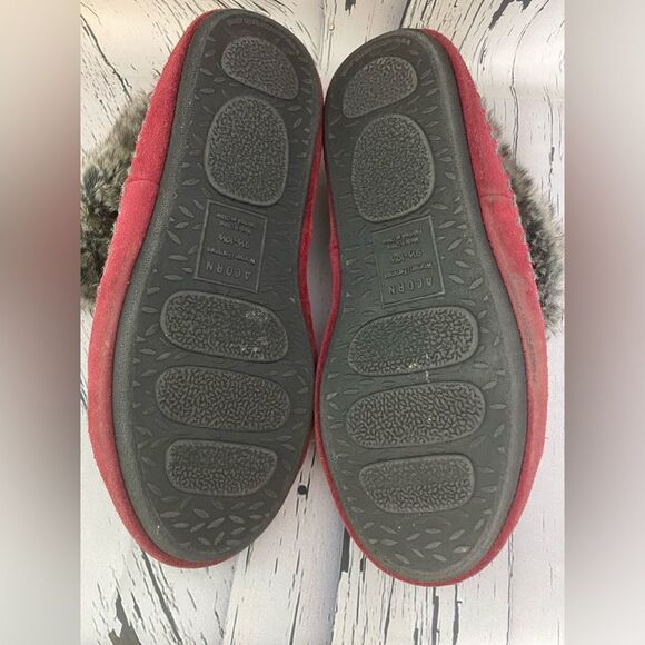 Acorn Wool & Suede Slippers Booties Burgundy 9.5-10.5 - Picture 6 of 7
